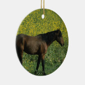 Wild Mustang Horse in Flowers Keramisch Ornament (Rechts)