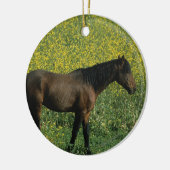 Wild Mustang Horse in Flowers Keramisch Ornament (Links)