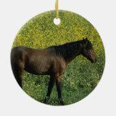 Wild Mustang Horse in Flowers Keramisch Ornament (Achterkant)