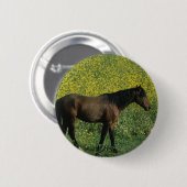 Wild Mustang Horse in Flowers Ronde Button 5,7 Cm (Voorkant /achterkant)