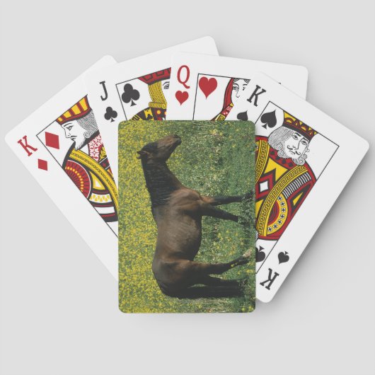 Wild Mustang Horse in Flowers Speelkaarten (Achterkant)