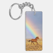 Wild Mustang Horse Running and Rainbow Sleutelhanger (Voorkant Links)