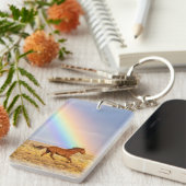 Wild Mustang Horse Running and Rainbow Sleutelhanger (Voorkant Rechts)