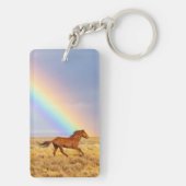 Wild Mustang Horse Running and Rainbow Sleutelhanger (achterkant)