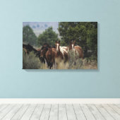 Wild Mustang Horses 2 Canvas Afdruk (Insitu (Houten vloer))