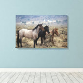 Wild Mustang Horses 5 Canvas Afdruk (Insitu (Houten vloer))