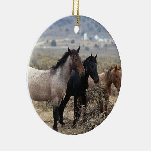 Wild Mustang Horses 5 Keramisch Ornament (Rechts)