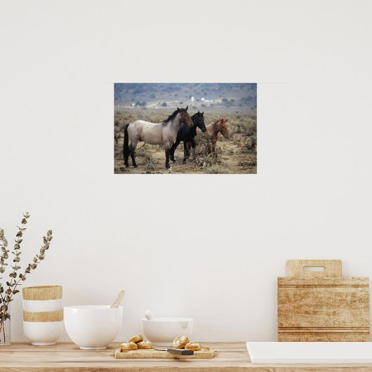 Wild Mustang Horses 5 Poster (Keuken)