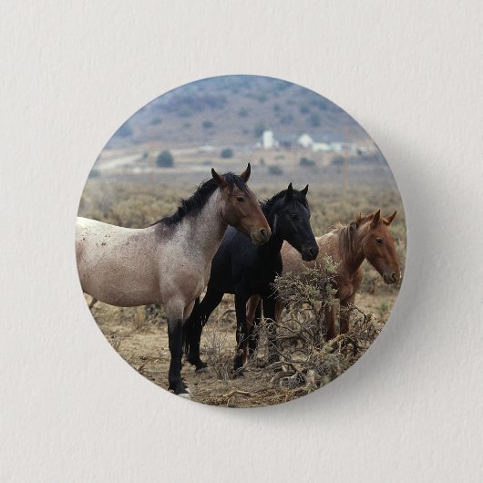 Wild Mustang Horses 5 Ronde Button 5,7 Cm (Voorkant)