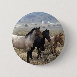 Wild Mustang Horses 5 Ronde Button 5,7 Cm