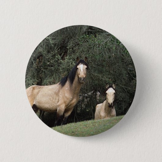 Wild Mustang Horses 6 Ronde Button 5,7 Cm (Voorkant)