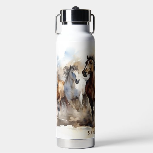 Wild Mustang Horses Equestrian Wild West Waterfles (Voorkant)