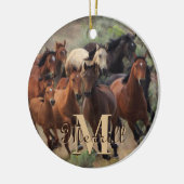 Wild Mustang Horses Monogram Keramisch Ornament (Links)