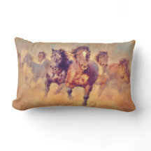 Wild Mustang Horses Stampede Waterverf