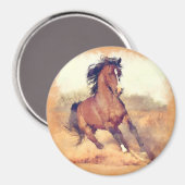 Wild Mustang Horses Stampede Waterverf Magneet (Voorkant / Achterkant)