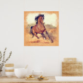 Wild Mustang Horses Stampede Waterverf Poster (Keuken)