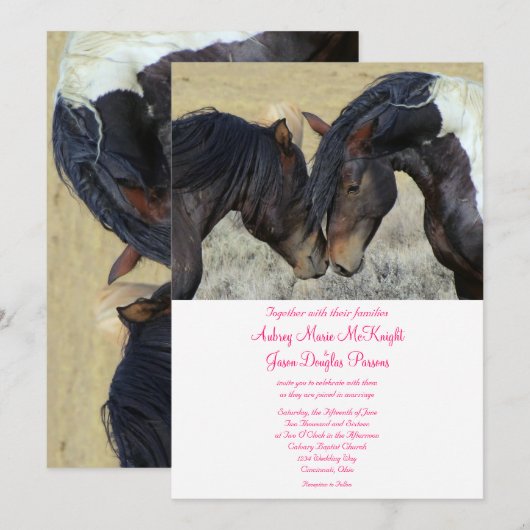 Wild Mustang Horses Wedding Invitations Kaart (Voorkant / Achterkant)