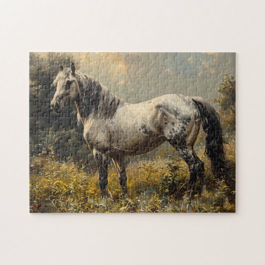 Wild Mustang landschapsschilderkunst Legpuzzel (Horizontaal)