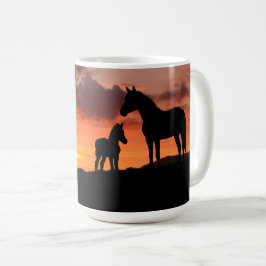Wild Mustang Mare en Foal Coffee Mok