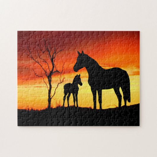 Wild Mustang Mare en Foal Jigzaag Puzzle Legpuzzel (Horizontaal)