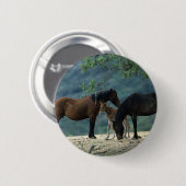 Wild Mustang Mare & Foal Ronde Button 5,7 Cm (Voorkant /achterkant)