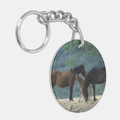 Wild Mustang Mare & Foal Sleutelhanger (Voorkant Links)