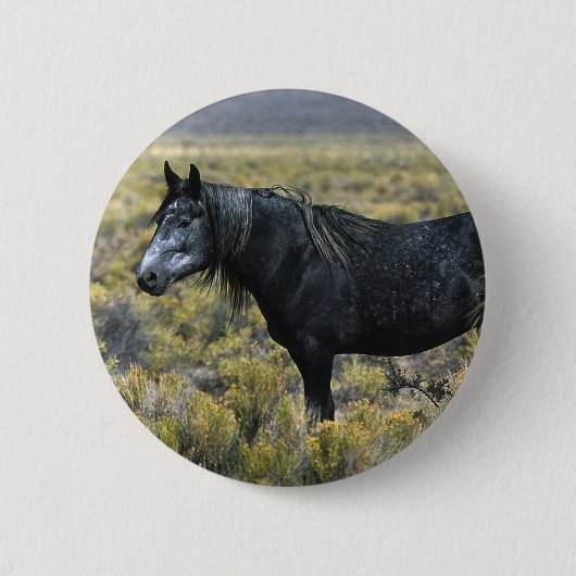 Wild Mustang Paard in de woestijn Ronde Button 5,7 Cm (Voorkant)