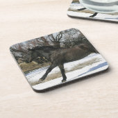 Wild Mustang Paard in sneeuw 2 Drankjes Onderzetter (Linkerzijde)