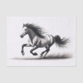 Wild Mustang Paard Zwart-wit Decoupage Tissuepapier (Voorkant)