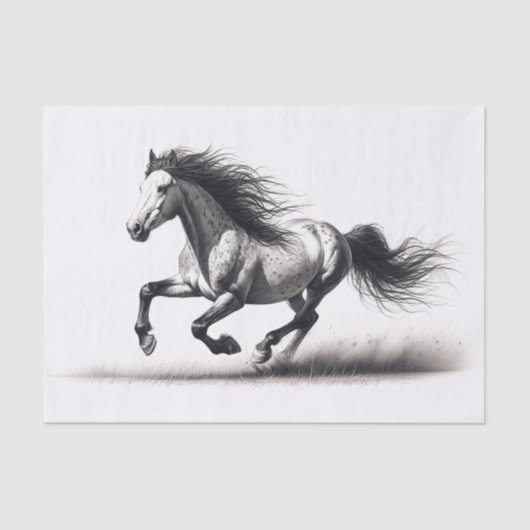 Wild Mustang Paard Zwart-wit Decoupage Tissuepapier (Voorkant)