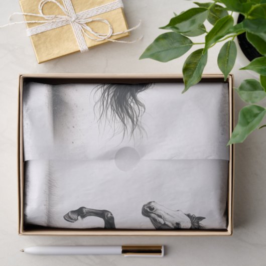 Wild Mustang Paard Zwart-wit Decoupage Tissuepapier (Geschenk)