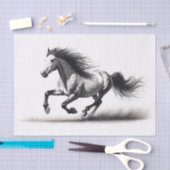 Wild Mustang Paard Zwart-wit Decoupage Tissuepapier (Craft)