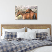 Wild Mustang Paarden die aanraken Canvas Afdruk (Insitu (Slaapkamer))