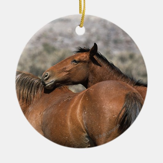 Wild Mustang Paarden die aanraken Keramisch Ornament (Voorkant)