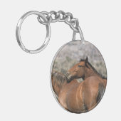 Wild Mustang Paarden die aanraken Sleutelhanger (Voorkant Links)
