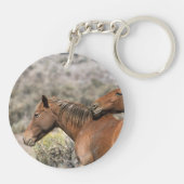 Wild Mustang Paarden die aanraken Sleutelhanger (Achterkant)