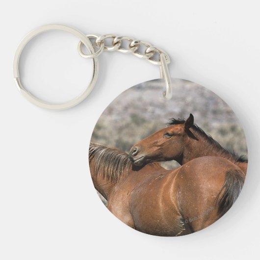 Wild Mustang Paarden die aanraken Sleutelhanger (Voorkant)