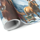 Wild Mustang Santa kerstinpakpapier Cadeaupapier (Rol Hoek)