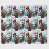 Wild Mustang Santa kerstinpakpapier Cadeaupapier (Vlak)