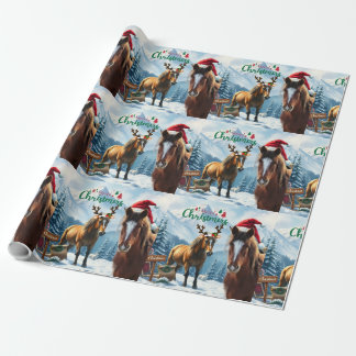 Wild Mustang Santa kerstinpakpapier Cadeaupapier