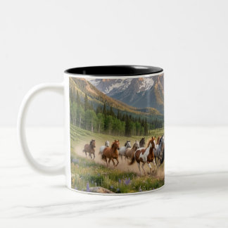 Wild Mustang Sunset Run Keramische Koffiemok Tweekleurige Koffiemok