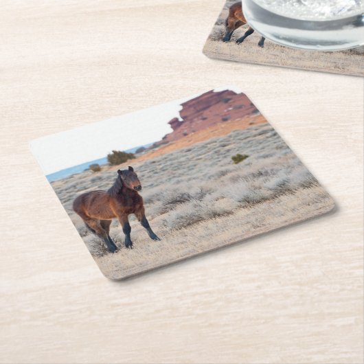 wild mustang veulen kartonnen onderzetters (Schuin)