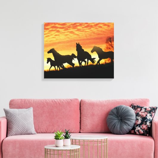 Wild Mustangs Canvas Afdruk (Insitu (Woonkamer))