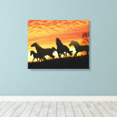Wild Mustangs Canvas Afdruk (Insitu (Houten vloer))