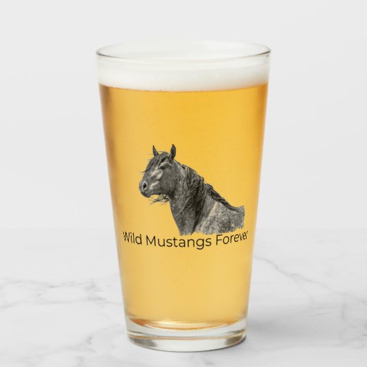 Wild Mustangs Forever Glass Glas (Voorkant gevuld)