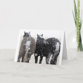 Wild Mustangs in de sneeuwkaart Kaart