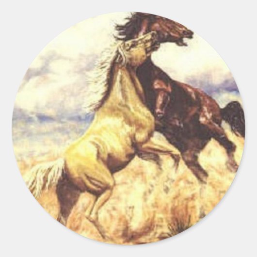 Wild Mustangs Ronde Sticker (Voorkant)