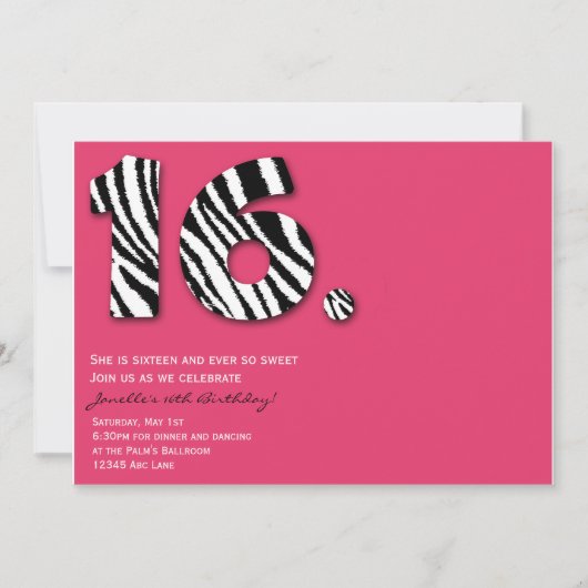 Wild n Sweet 16 Birthday Party Invitation Kaart (Voorkant)