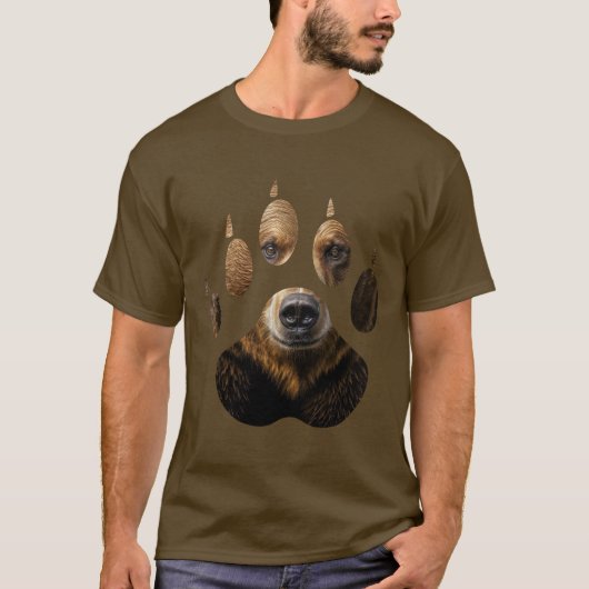 Wild Natuur Beer Paw Print T-shirt (Voorkant)
