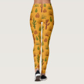 Wild Natuur Cactus Struiken Patroon Leggings (Achterkant)